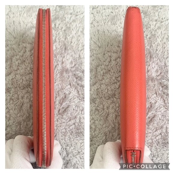 ❤HERMES Azap long silk in Veau Epsom Round-Zip-Wallet salmon pink/Silver Metal❤ - Picture 10 of 12